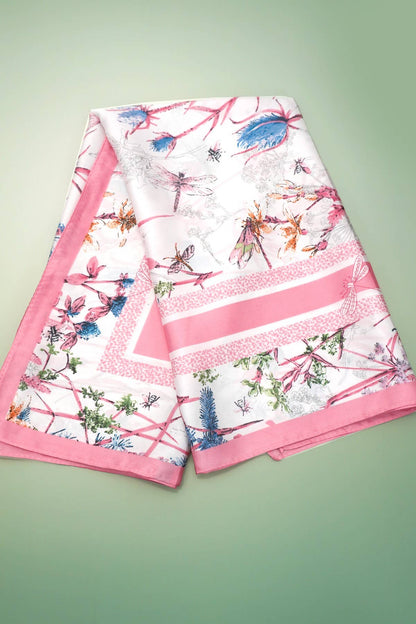 Pink Floral Print Bandana Scarf