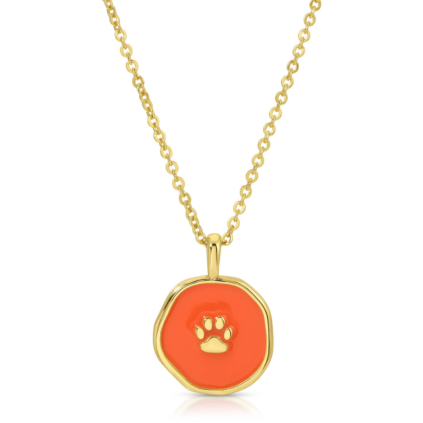 Orange Paw Print Pendant Necklace