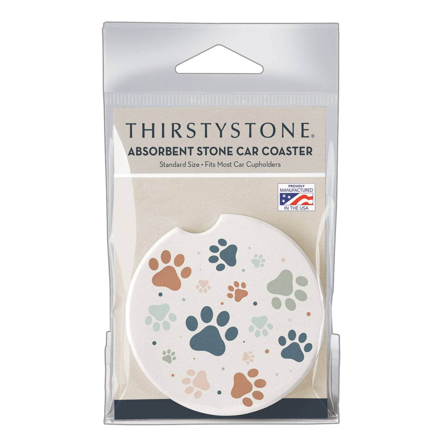 "Paw Prints" Absorbent Stone Car Coaster 1pk