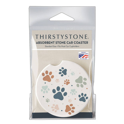 "Paw Prints" Absorbent Stone Car Coaster 1pk