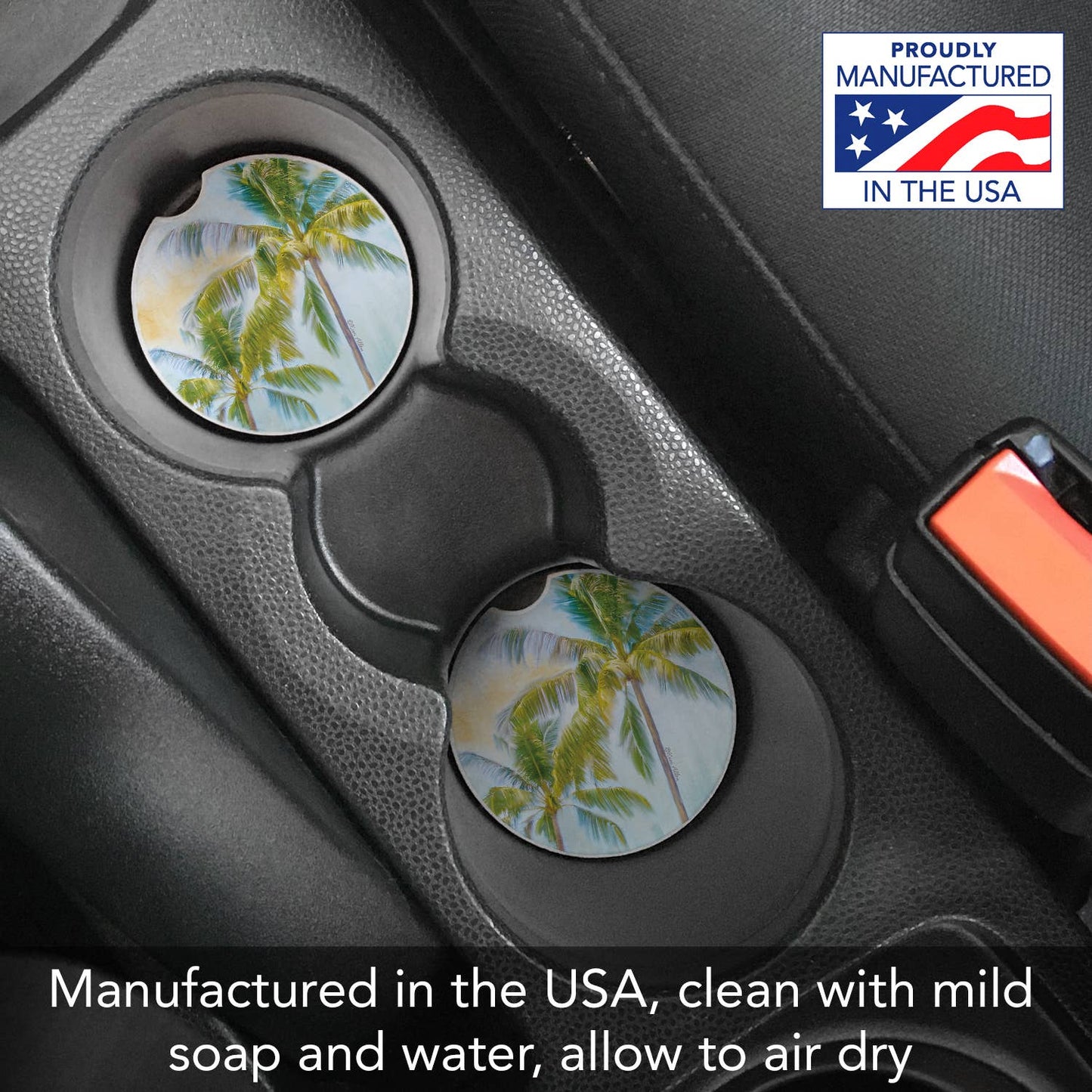 Sunset Palms 1pk Absorbent Stone Car Coaster