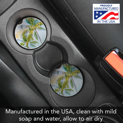 Sunset Palms 1pk Absorbent Stone Car Coaster