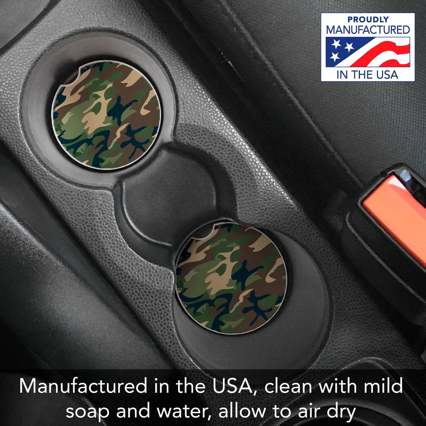 Camouflage Absorbent Stone Car Coaster 1 Pk