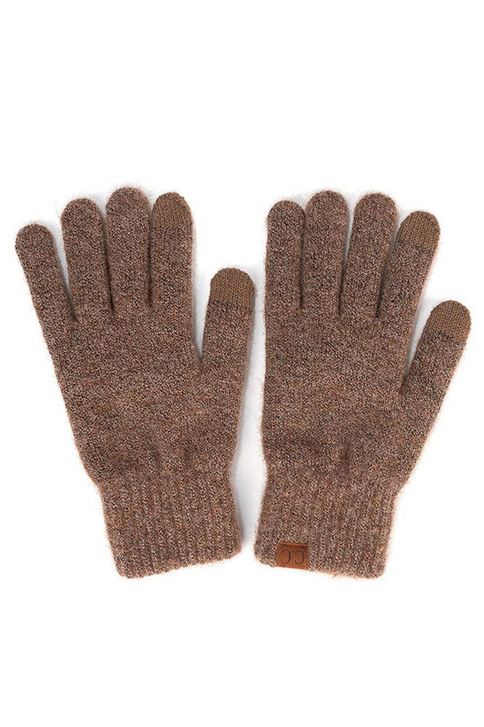 Cacao Heather Knit Plain Gloves