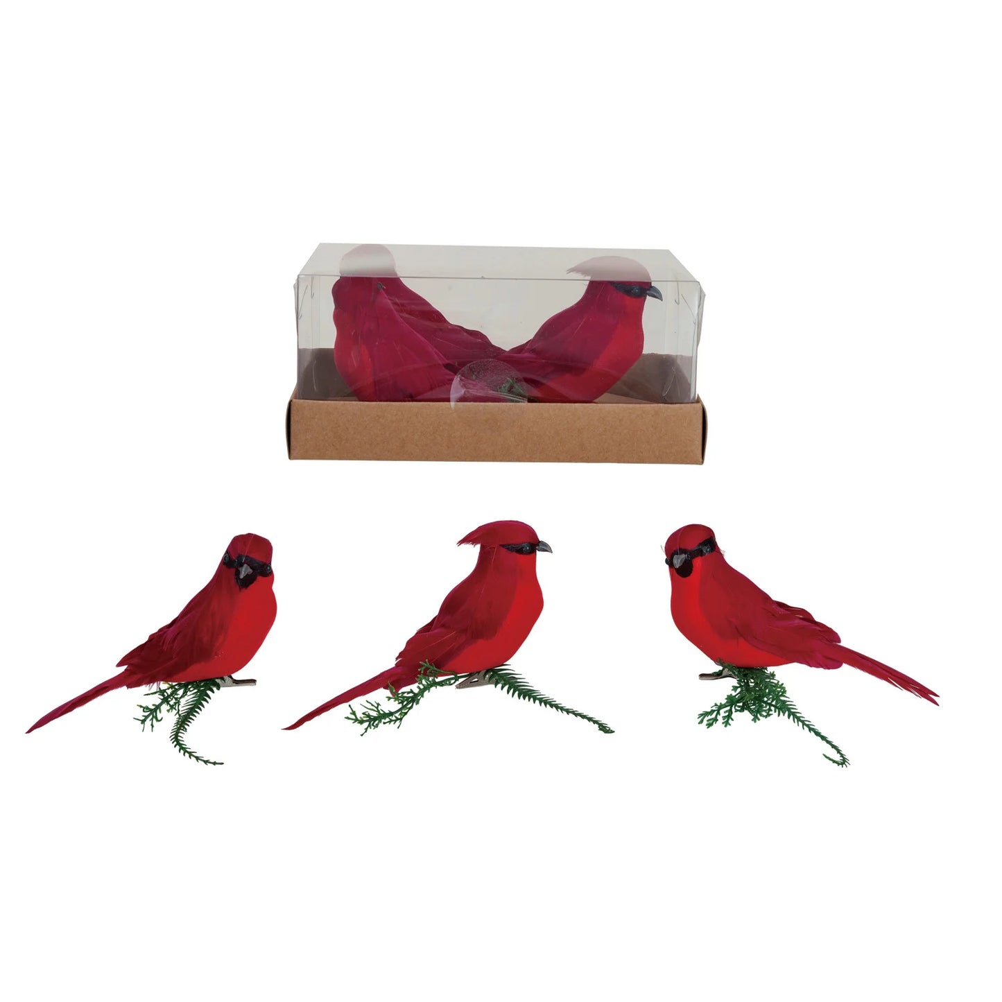 Foam & Feather Cardinal Clip-on Ornaments