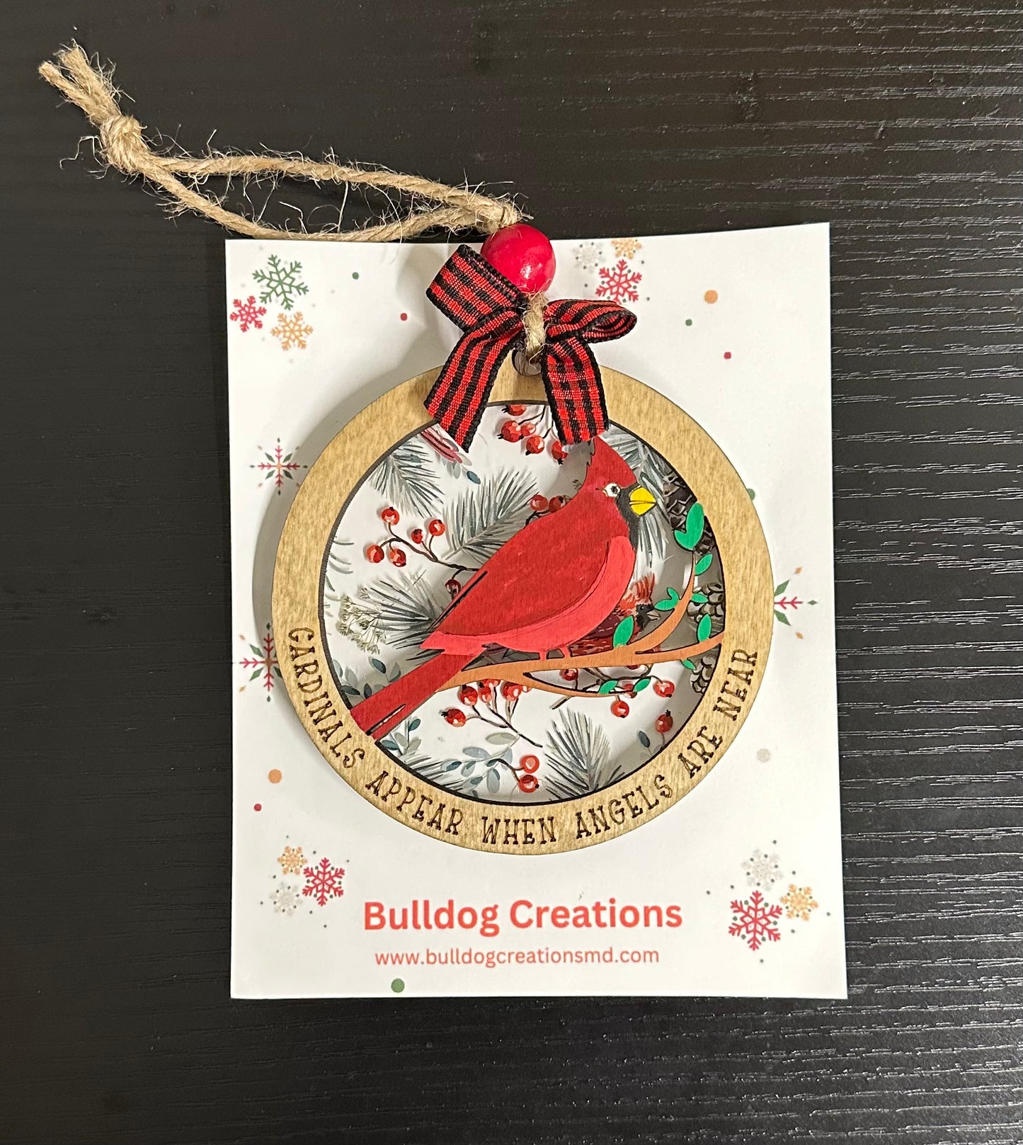 2 Layer Cardinal Ornament (Ribbons & Beads Vary)