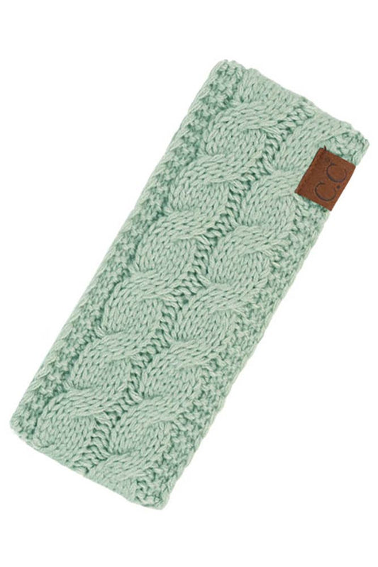 Pale Mint Cable Knit Solid Headband