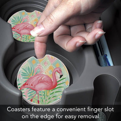 Diamond Flamingo Absorbent Stone Car Coaster 1 Pk