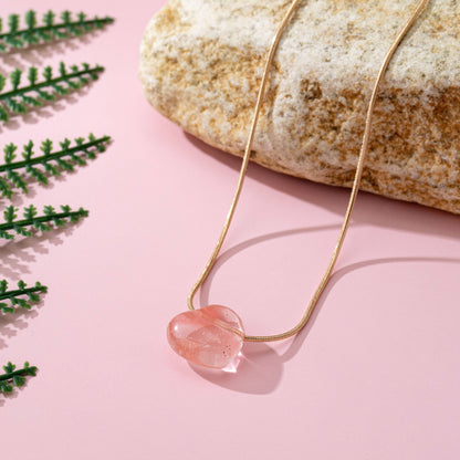 Natural Stone Heart Charm Necklace