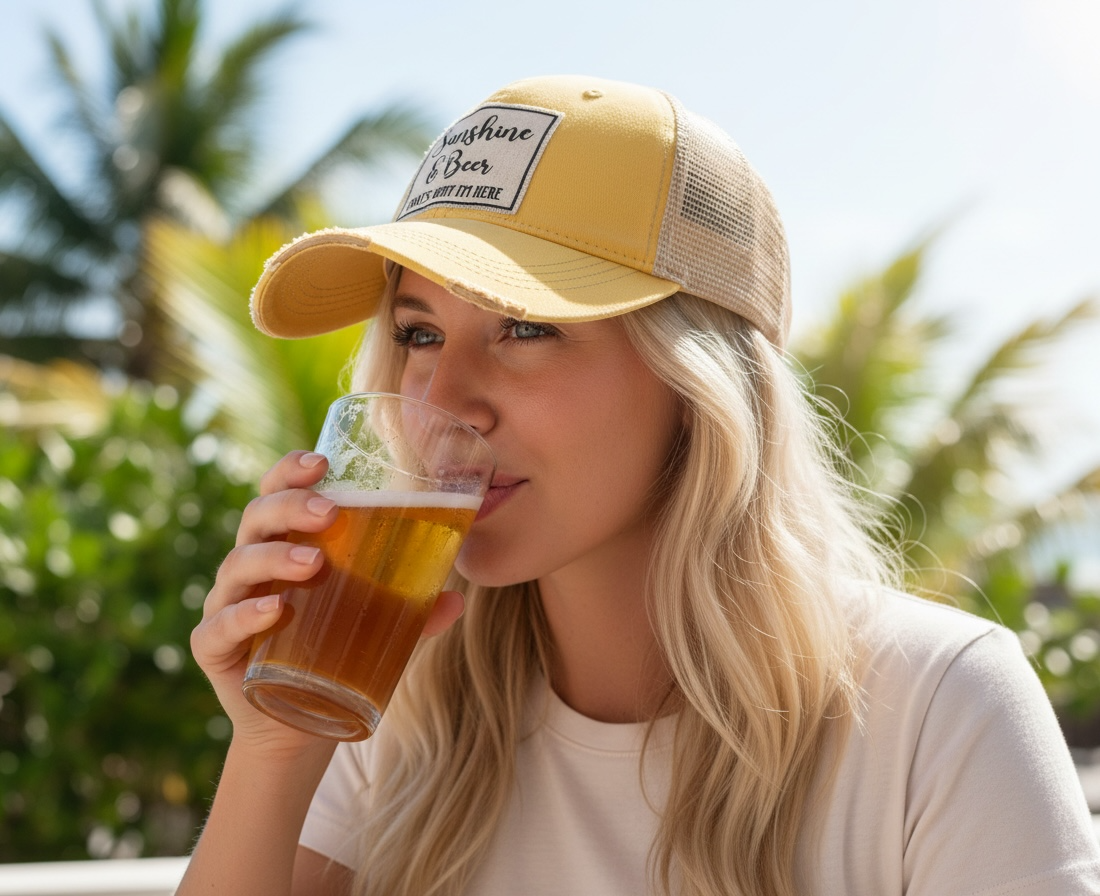 Sunshine & Beer That's Why I'm Here Trucker Hat Baseball