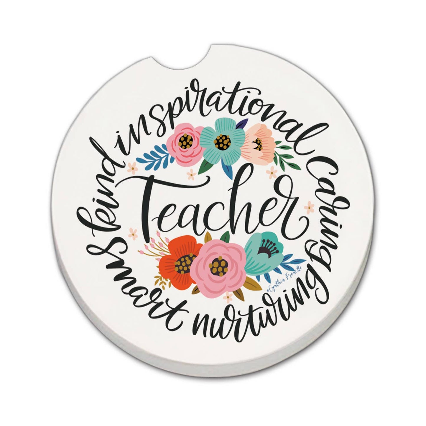 "Teacher Words" Absorbent Stone Car Coaster 1pk
