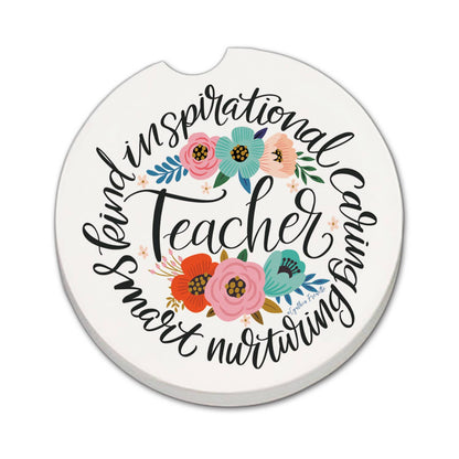 "Teacher Words" Absorbent Stone Car Coaster 1pk