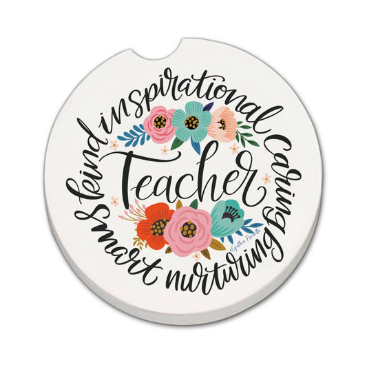 "Teacher Words" Absorbent Stone Car Coaster 1pk