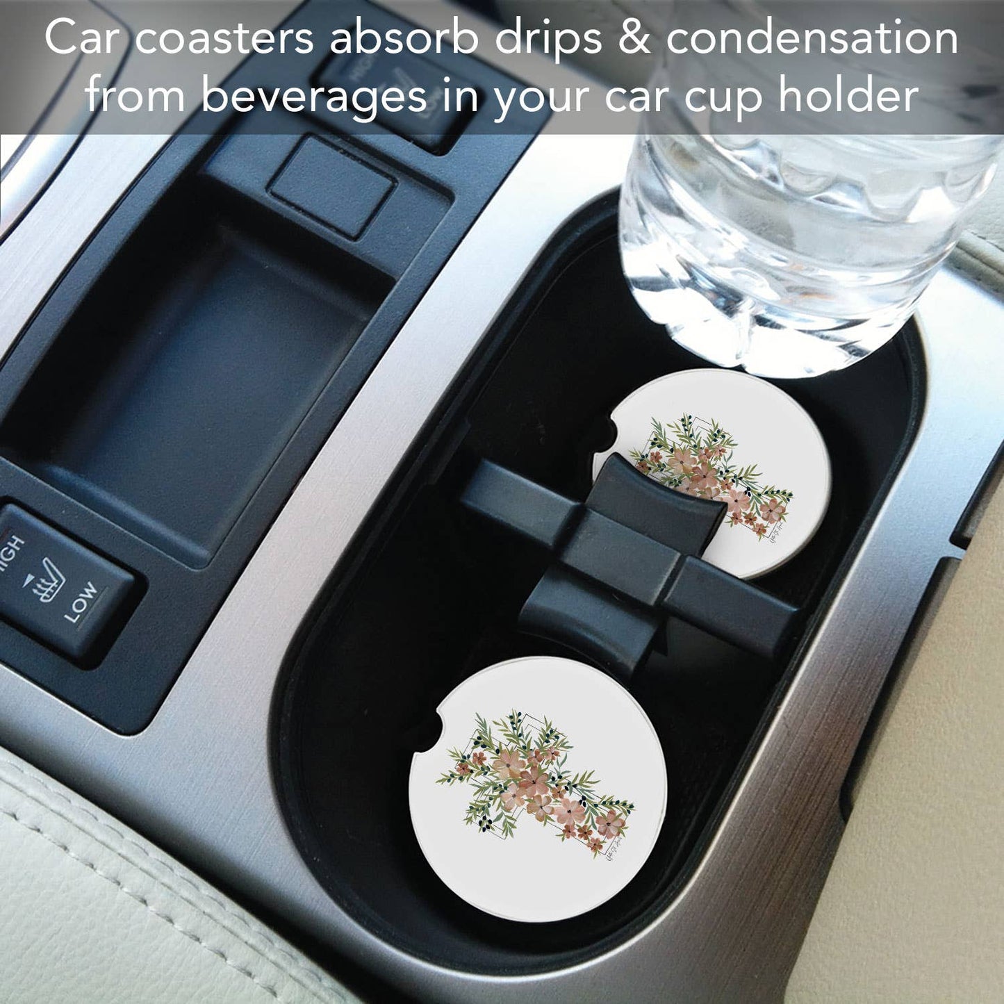 "Floral Faith" Single Packaged Stone Car Coaster