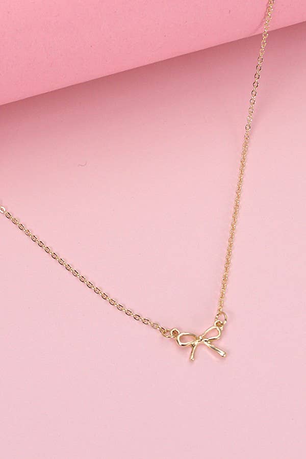 Gold Mini Bow Charm Necklace