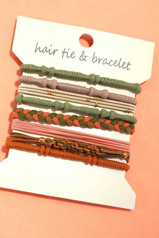 BOHO DUAL FUNCTION KNOT BRACELET HAIR TIES Olive