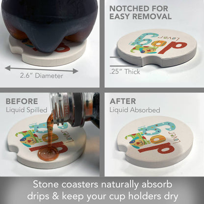 Dog Lover Absorbent Stone Car Coaster 1 Pk
