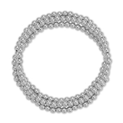 4mm Silver Beaded Stretch Bracelet