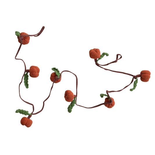 Cotton Crocheted Pumpkin Garland, Brown