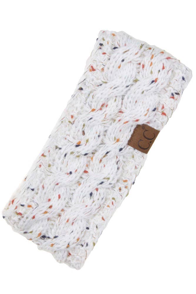 Ivory Chunky Knit Confetti Sherpa Lined Headband