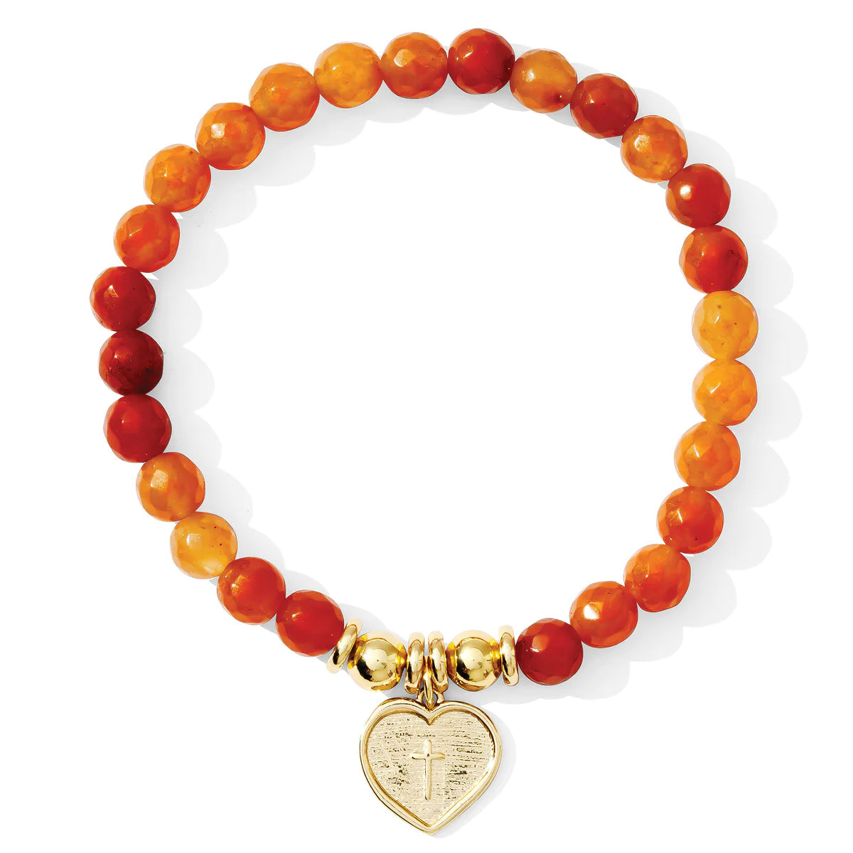 Stretch Stone Bracelet With Heart Cross Charm (2 Colors)