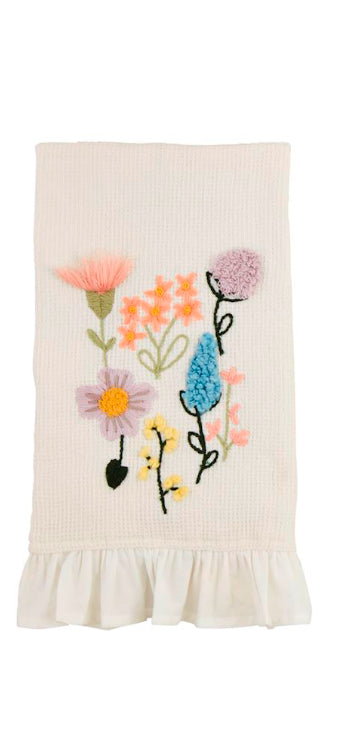 Flower Stem Waffle Weave Kitchen Towel