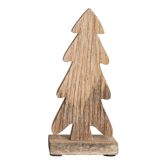 3"L x 6-1/2"H Mango Wood Tree, Combed Finish, Natural