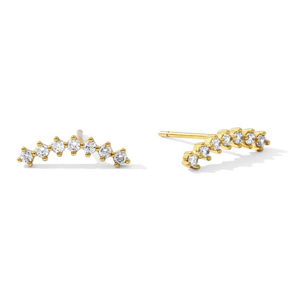 Arched CZ Crawler Stud Earrings (2 Colors)