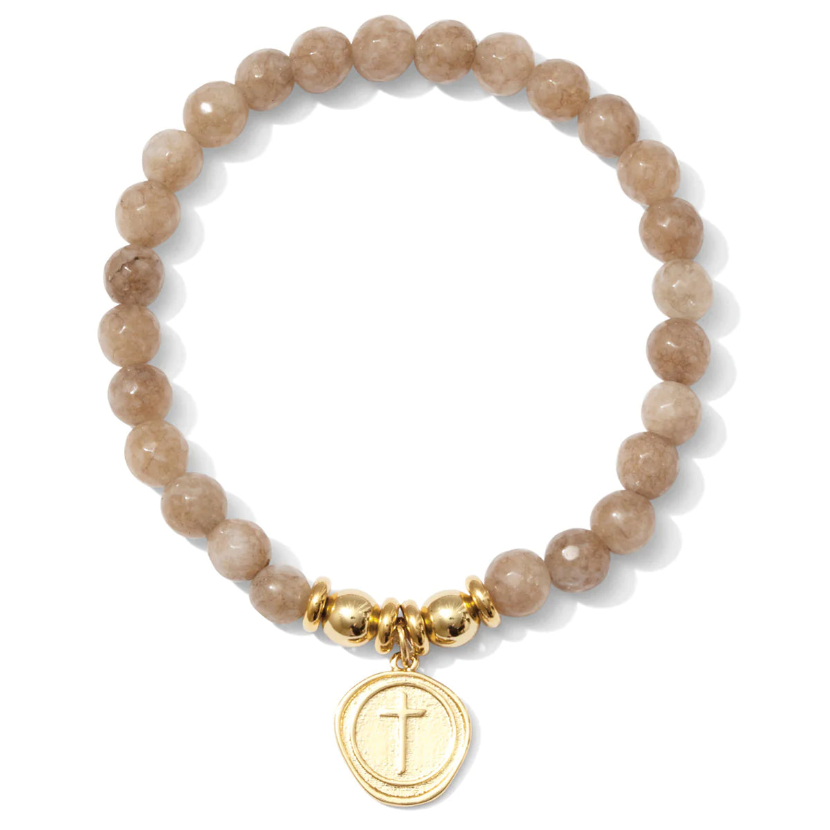 Stretch Stone Bracelet With Cross Charm (More Colors)