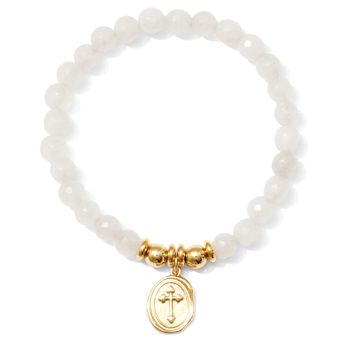 Stretch Stone Bracelet With Cross Charm (More Colors)