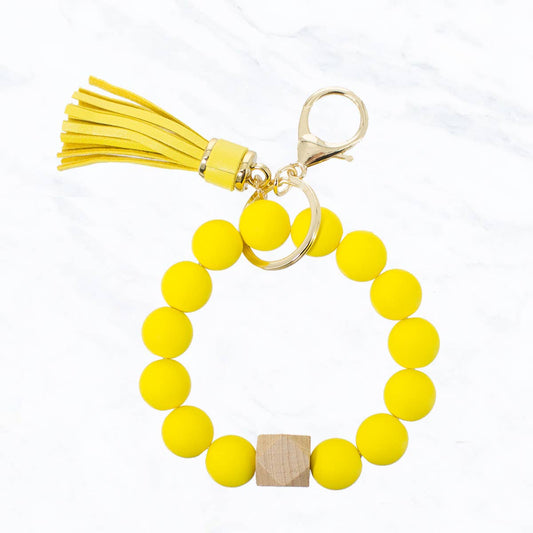 Ball Bracelet Keychain with Tassel Yellow