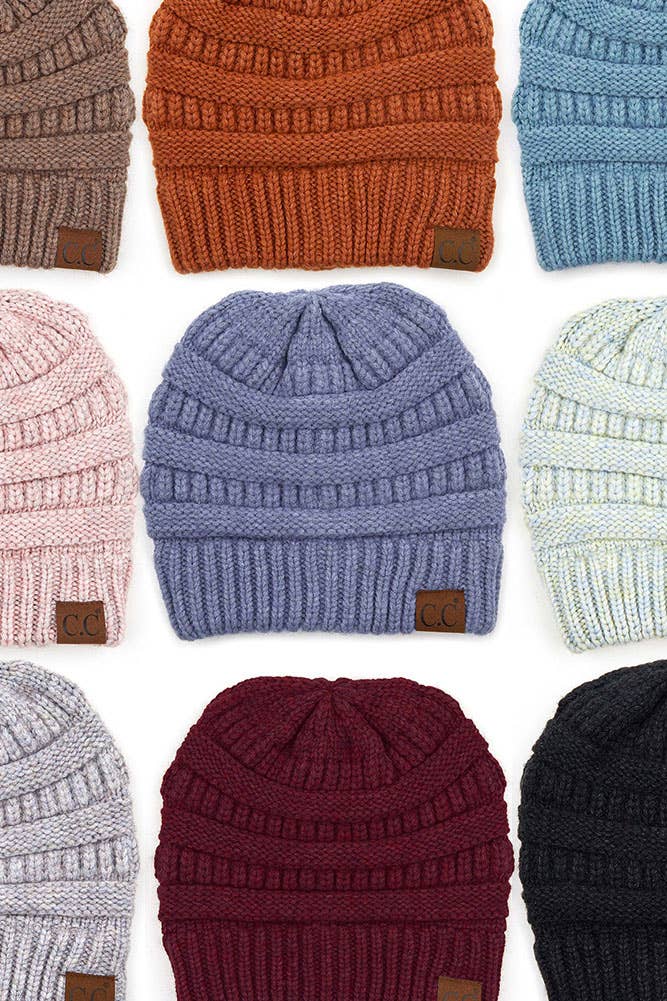 Berry Mixed Soft Yarn Knit Beanie