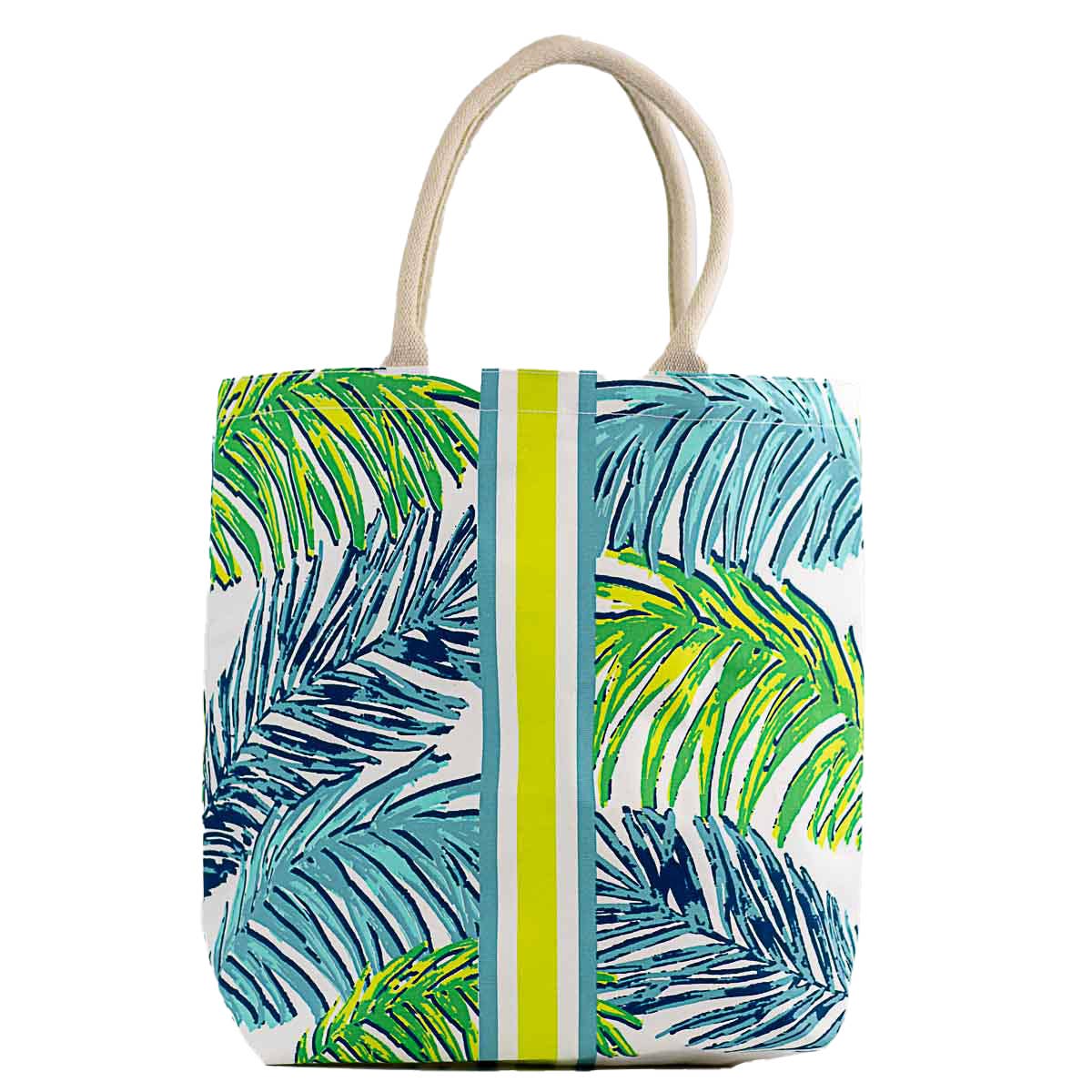 Veracruz Coast Tote   White/Turquoise/Lime   20x17x6.5