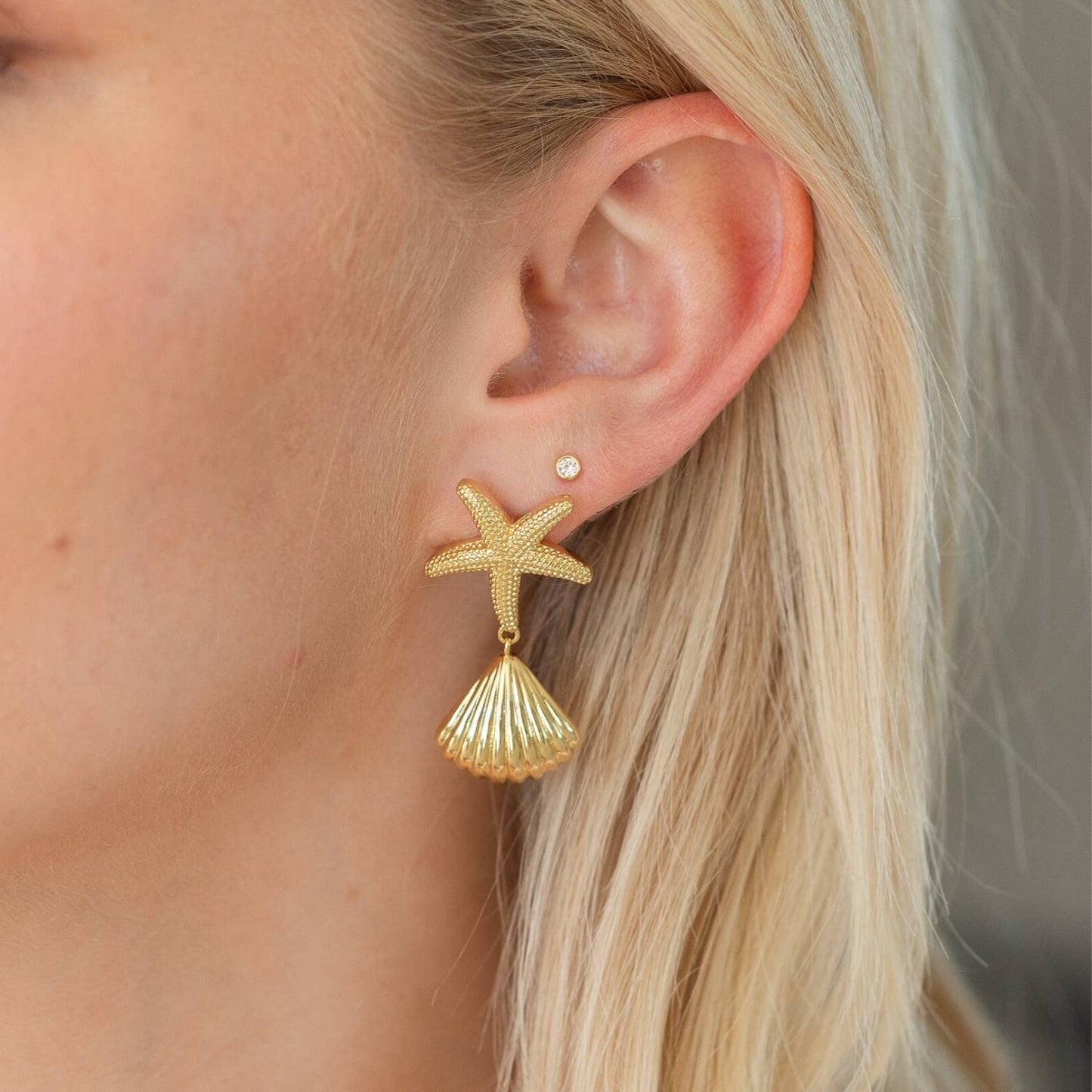 Starfish and Shell Statement Earrings