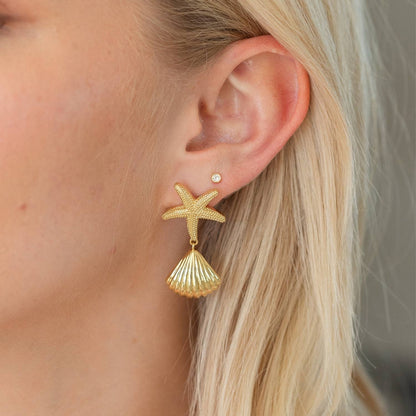 Starfish and Shell Statement Earrings