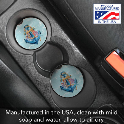"Submerged Anchor" Absorbent Stone Car Coaster 1pk
