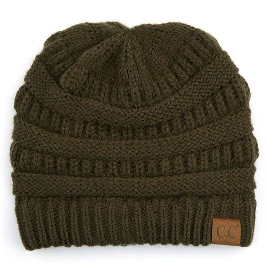 New Olive Cable Knit Classic Beanie Winter Hat