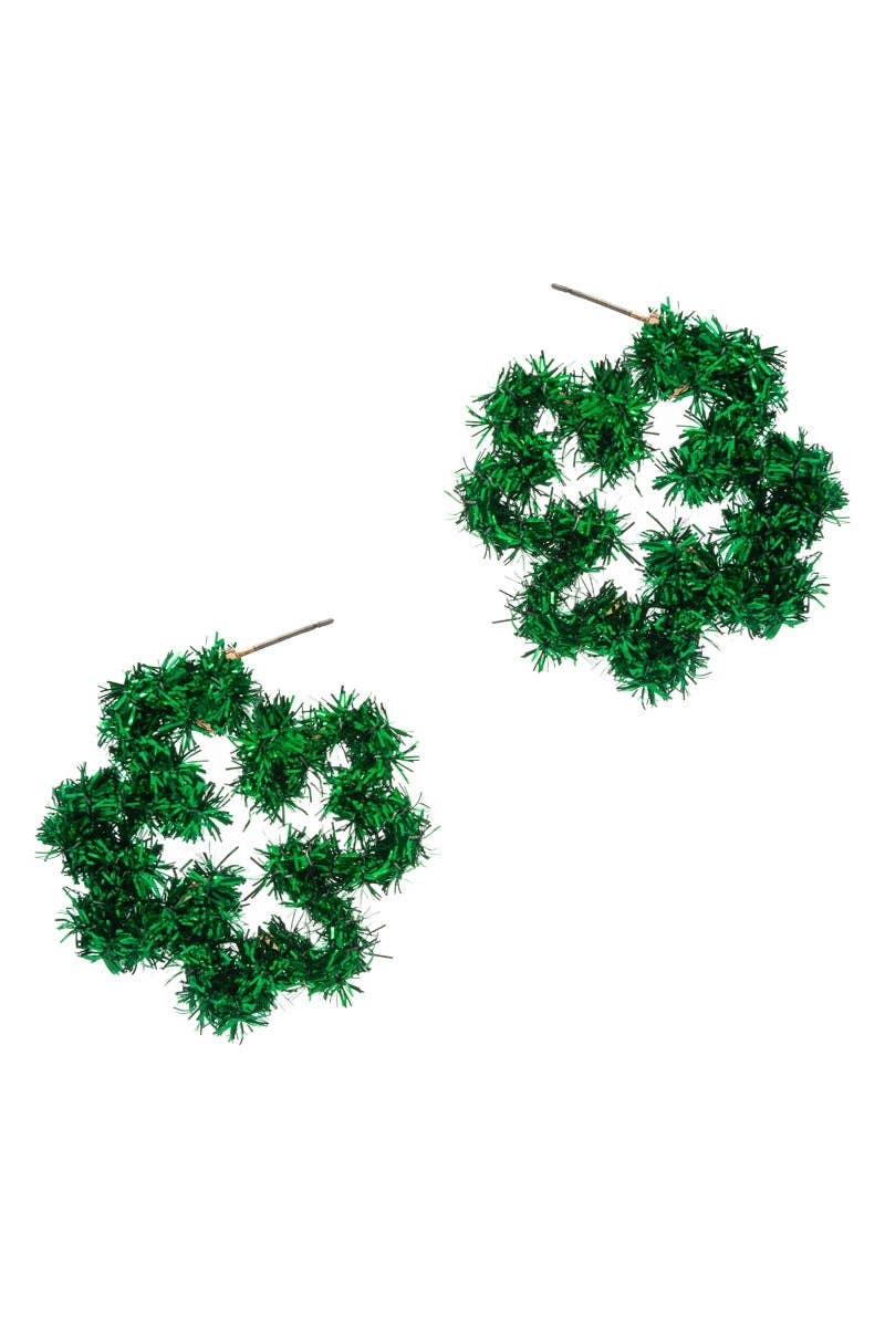 Clover Shaped Saint Patricks Day Hoop Earrings