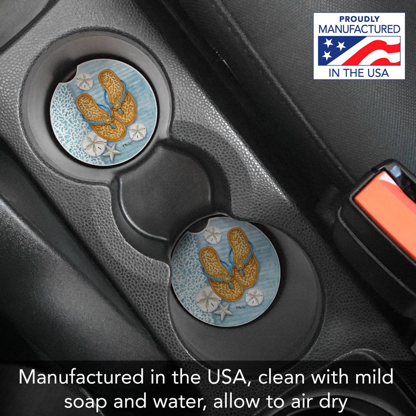 Key Largo Sandals Absorbent Stone Car Coaster 1 Pk