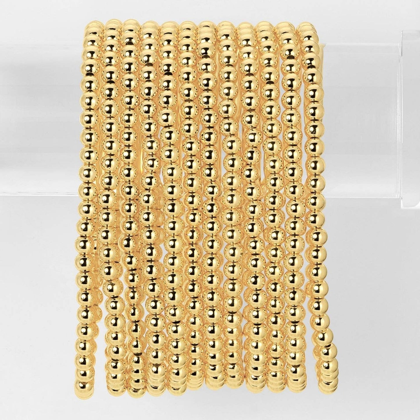 4mm Bead Stretch Bracelet: Gold