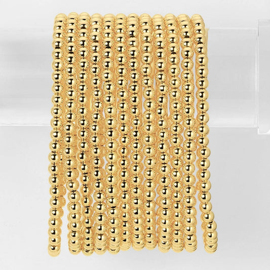 4mm Bead Stretch Bracelet: Gold