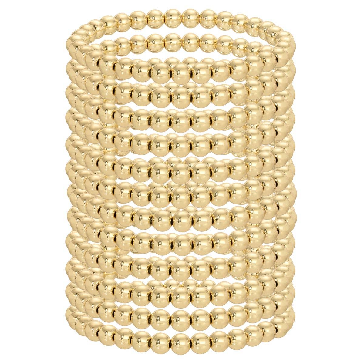 6mm Beaded Bracelet: Gold