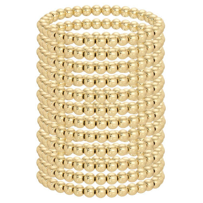 6mm Beaded Bracelet: Gold