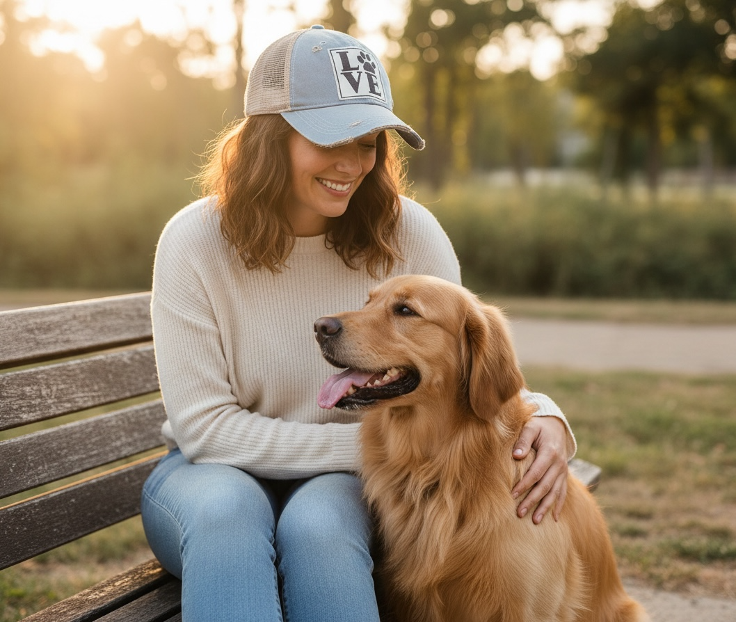 Love (PAW) Distressed Trucker Cap