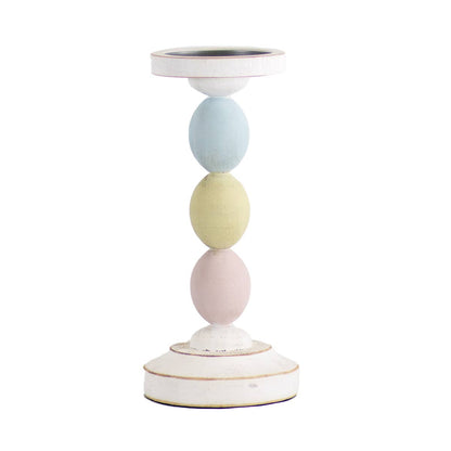 Egg Candle Holder   White/Multi   10"