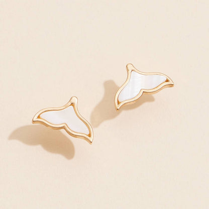 Whale Tail Shell Stud Earrings
