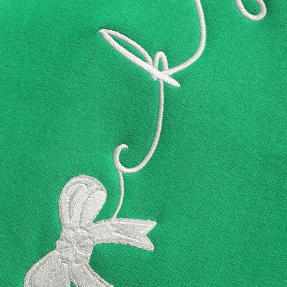 Irish Green Bow and Lucky Shamrock Embroidered Heavyweight Sweatshirt