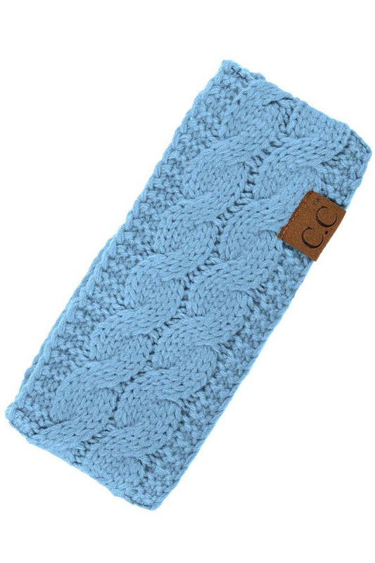 Pale Blue Cable Knit Solid Headband