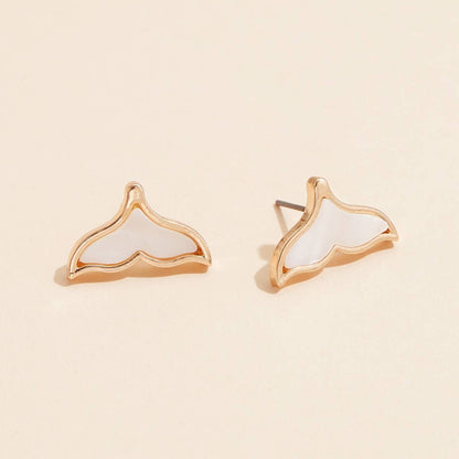 Whale Tail Shell Stud Earrings