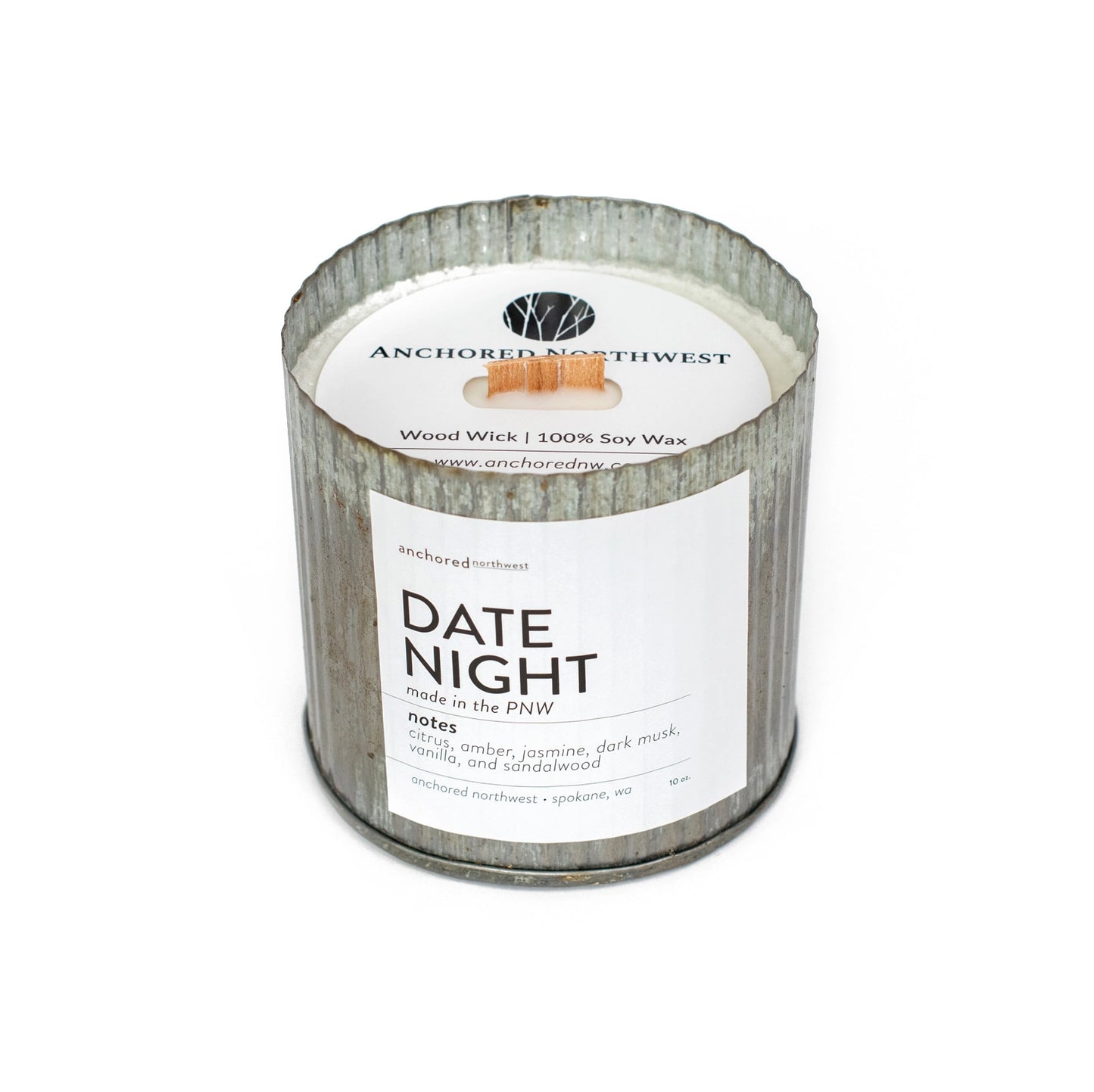 Date Night Rustic Vintage Soy Candle With Wood Wick